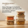 nuzguyaaso™ Glass Storage Containers with Bamboo Lids (Set of 4)